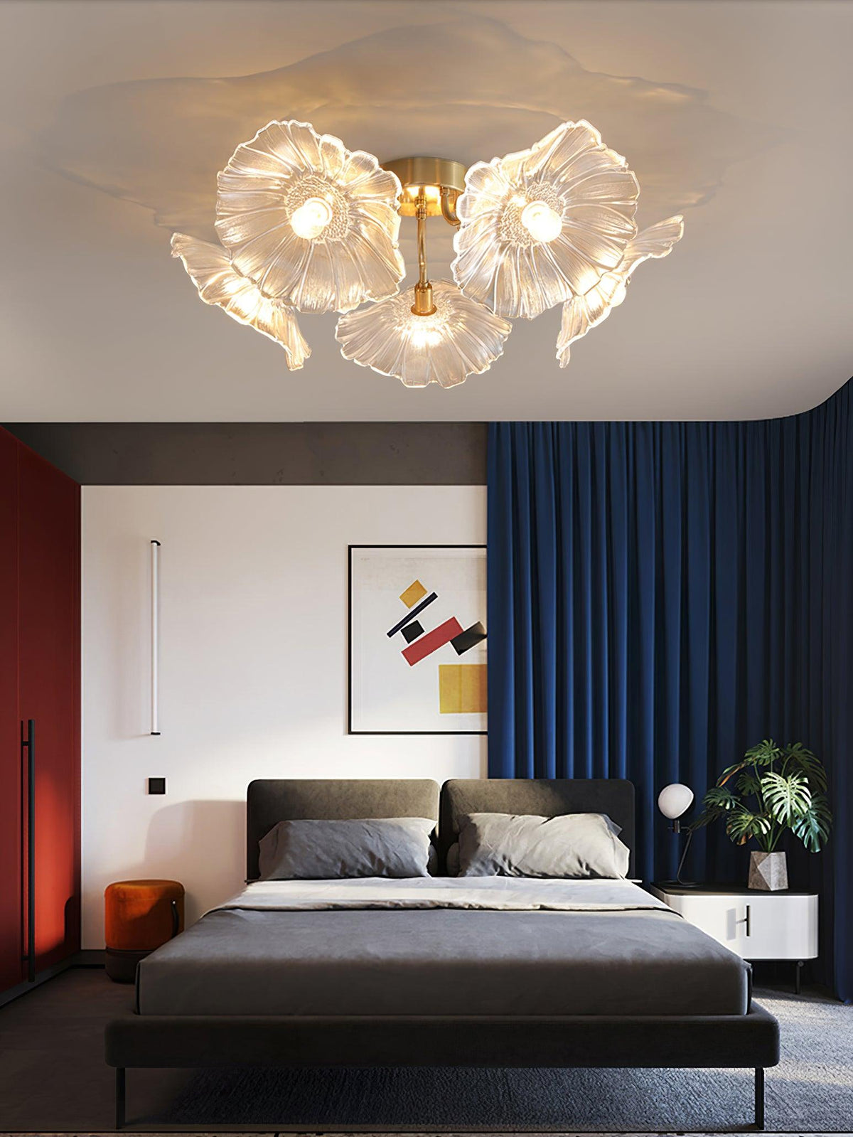 Lioruina messing plafondlamp van glas met bladglas en goudkleurige afwerking