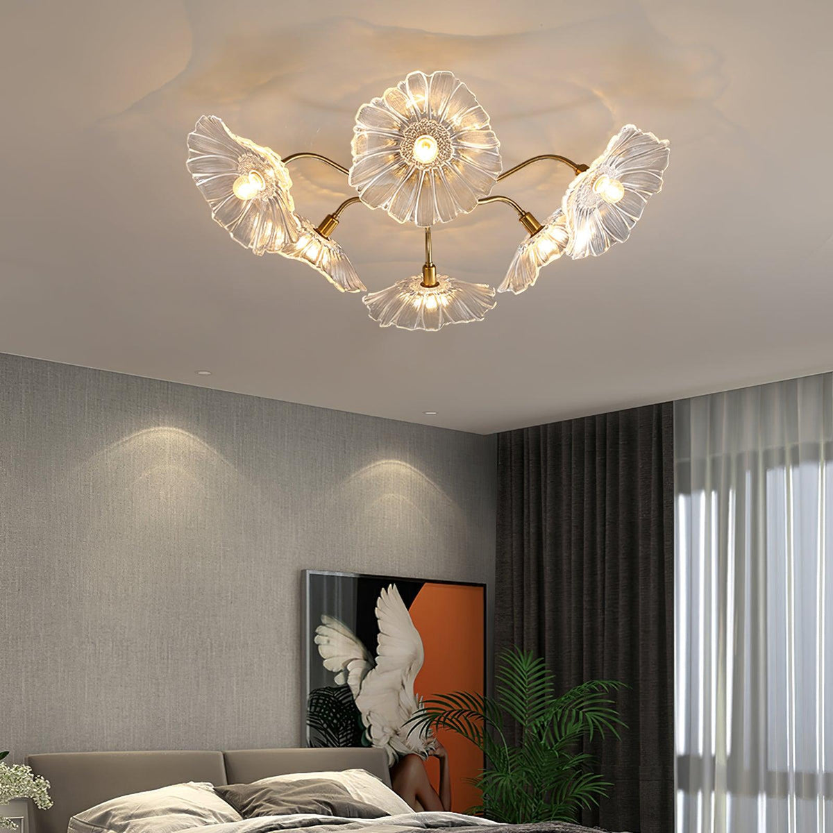 Lioruina messing plafondlamp van glas met bladglas en goudkleurige afwerking