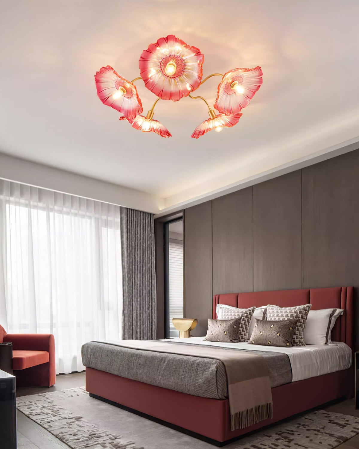 Lioruina messing plafondlamp van glas met bladglas en goudkleurige afwerking