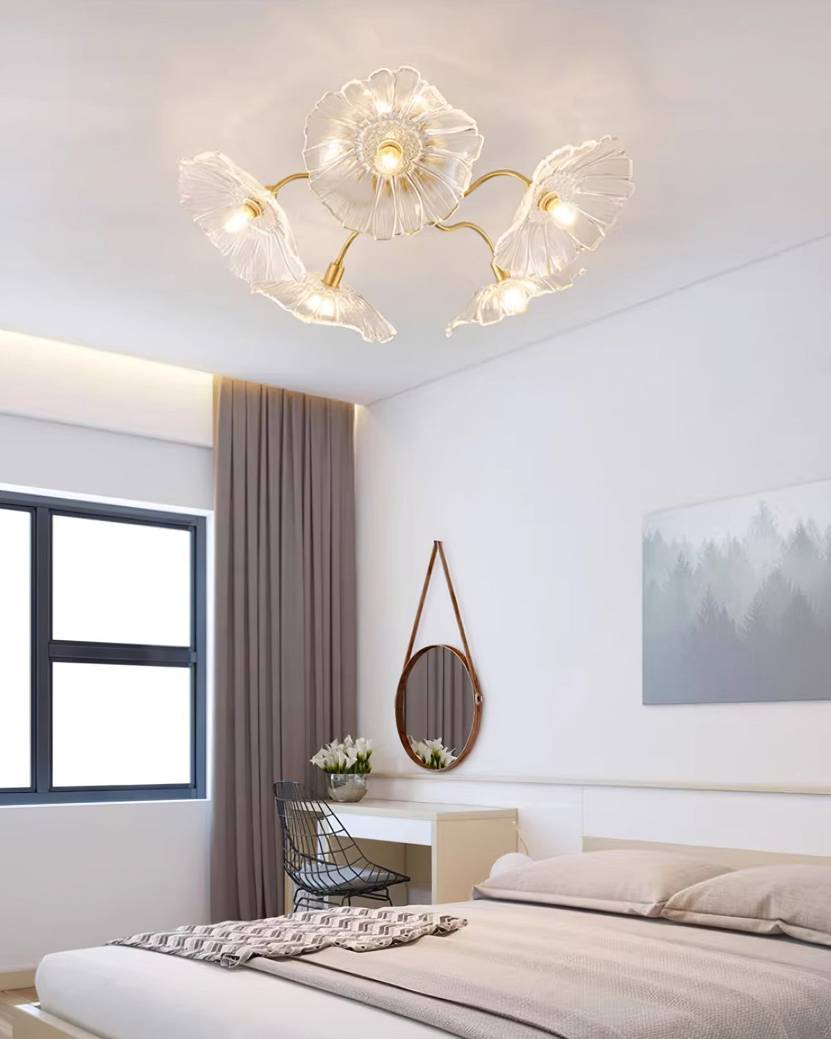 Lioruina messing plafondlamp van glas met bladglas en goudkleurige afwerking