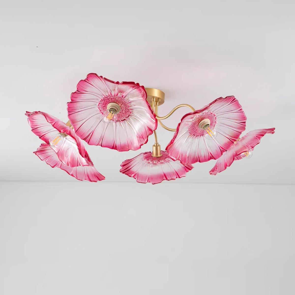 Lioruina messing plafondlamp van glas met bladglas en goudkleurige afwerking