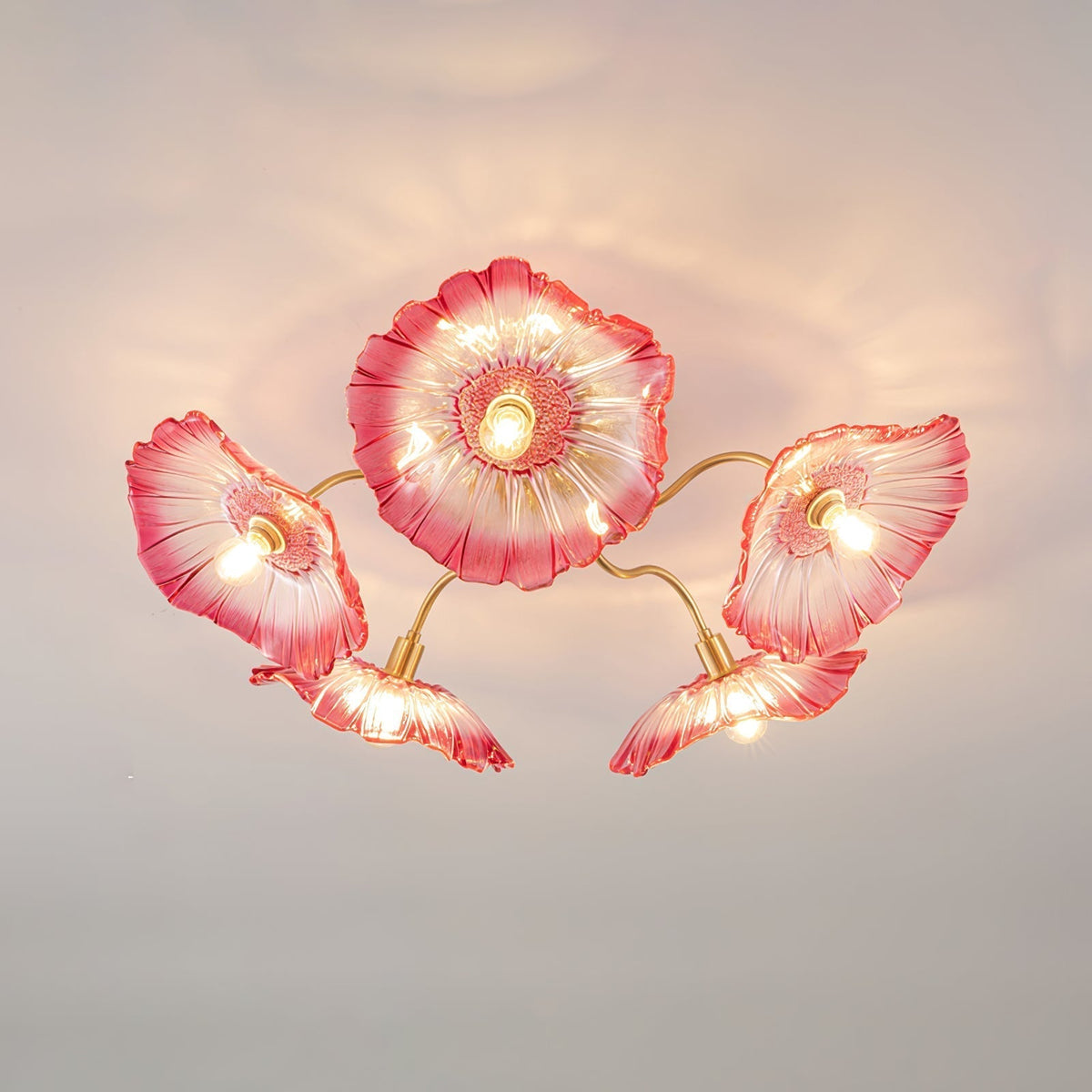 Lioruina messing plafondlamp van glas met bladglas en goudkleurige afwerking