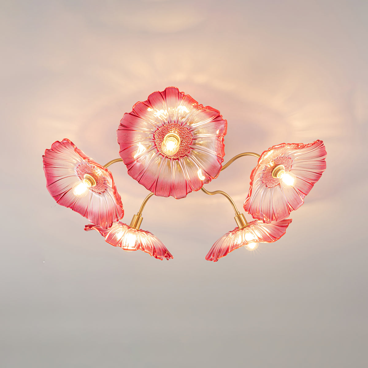 Lioruina messing plafondlamp van glas met bladglas en goudkleurige afwerking