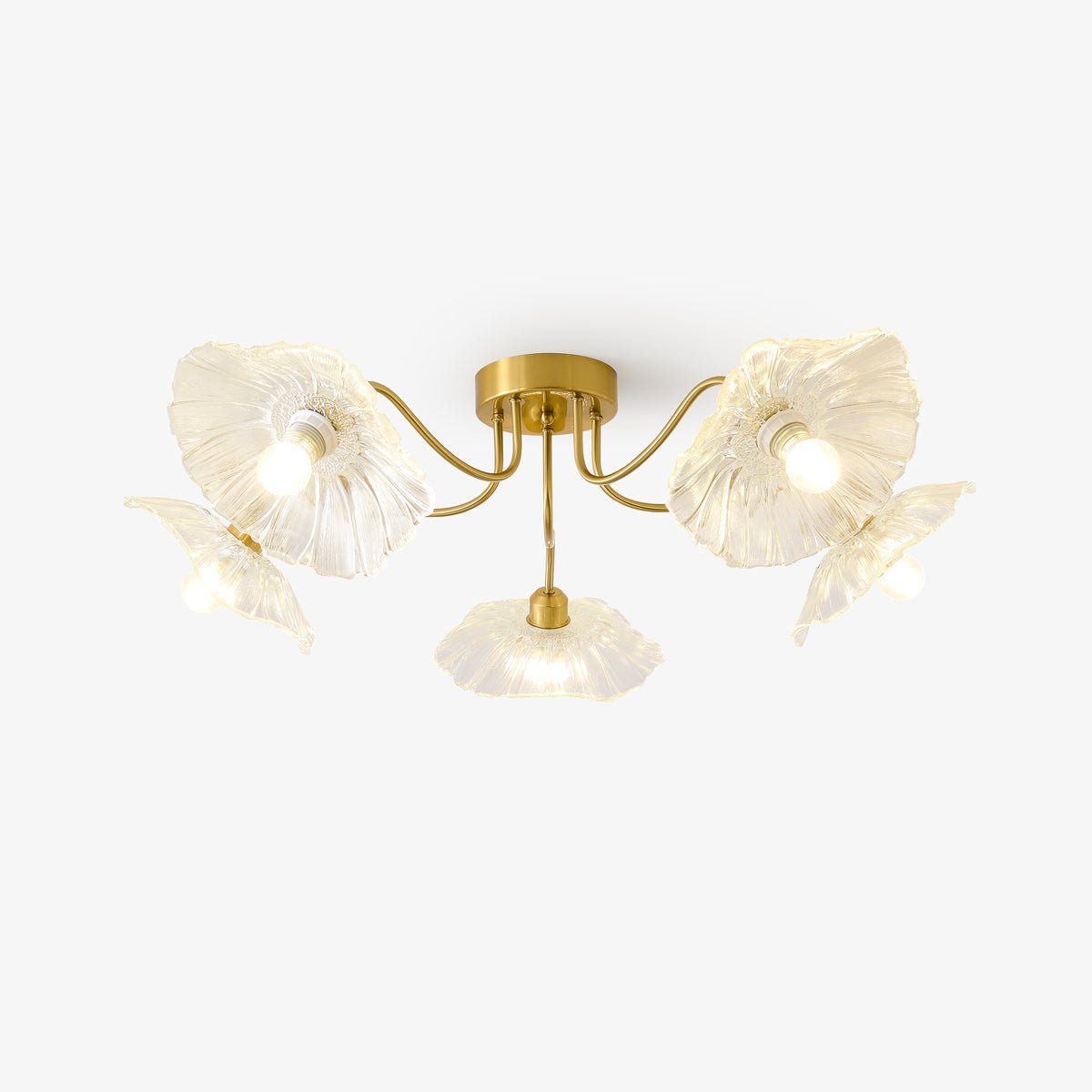 Lioruina messing plafondlamp van glas met bladglas en goudkleurige afwerking