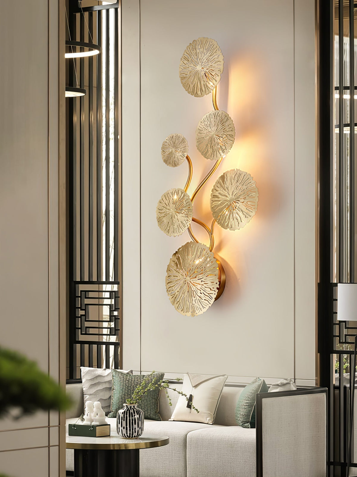 Rylso wandlamp Lotusbladeren messing