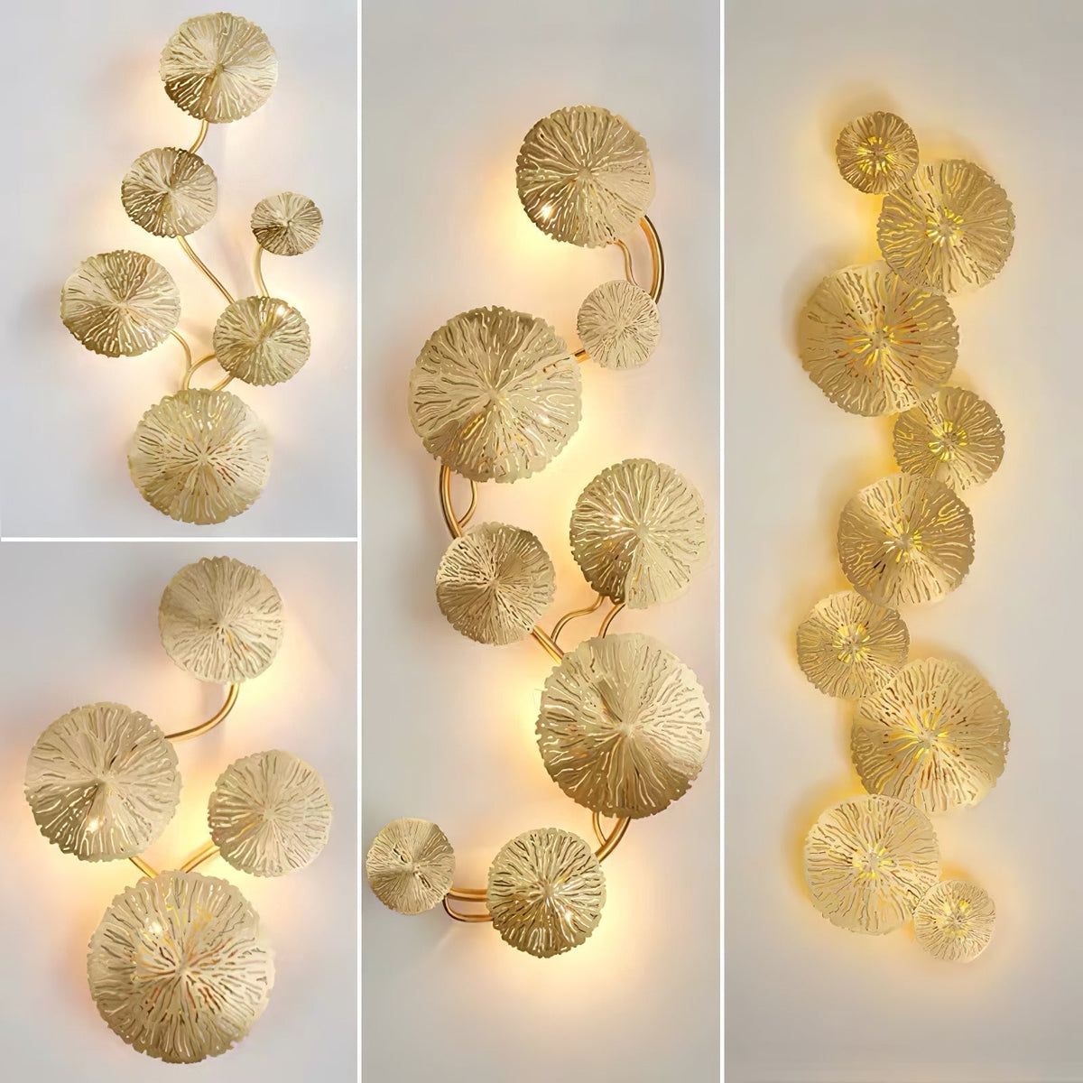 Rylso wandlamp Lotusbladeren messing