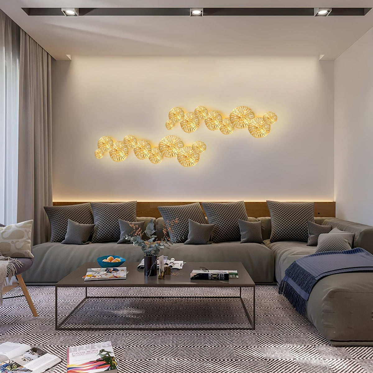 Rylso wandlamp Lotusbladeren messing