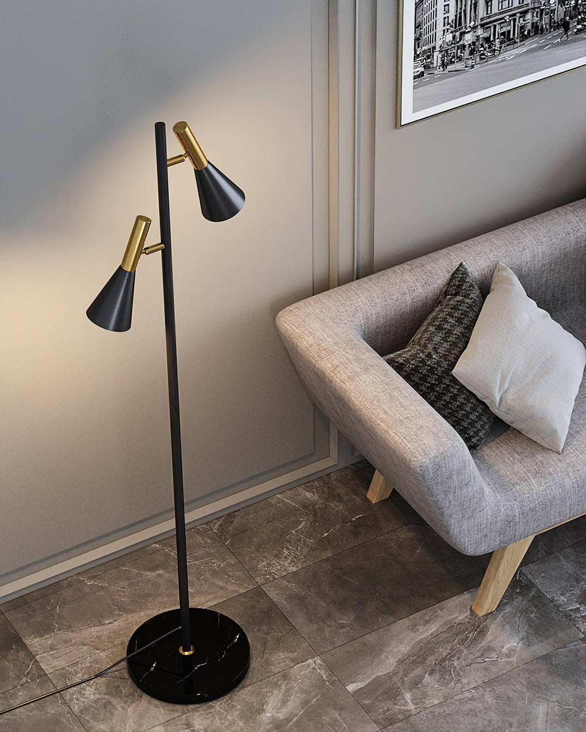 Aricel vloerlamp met marmeren kap