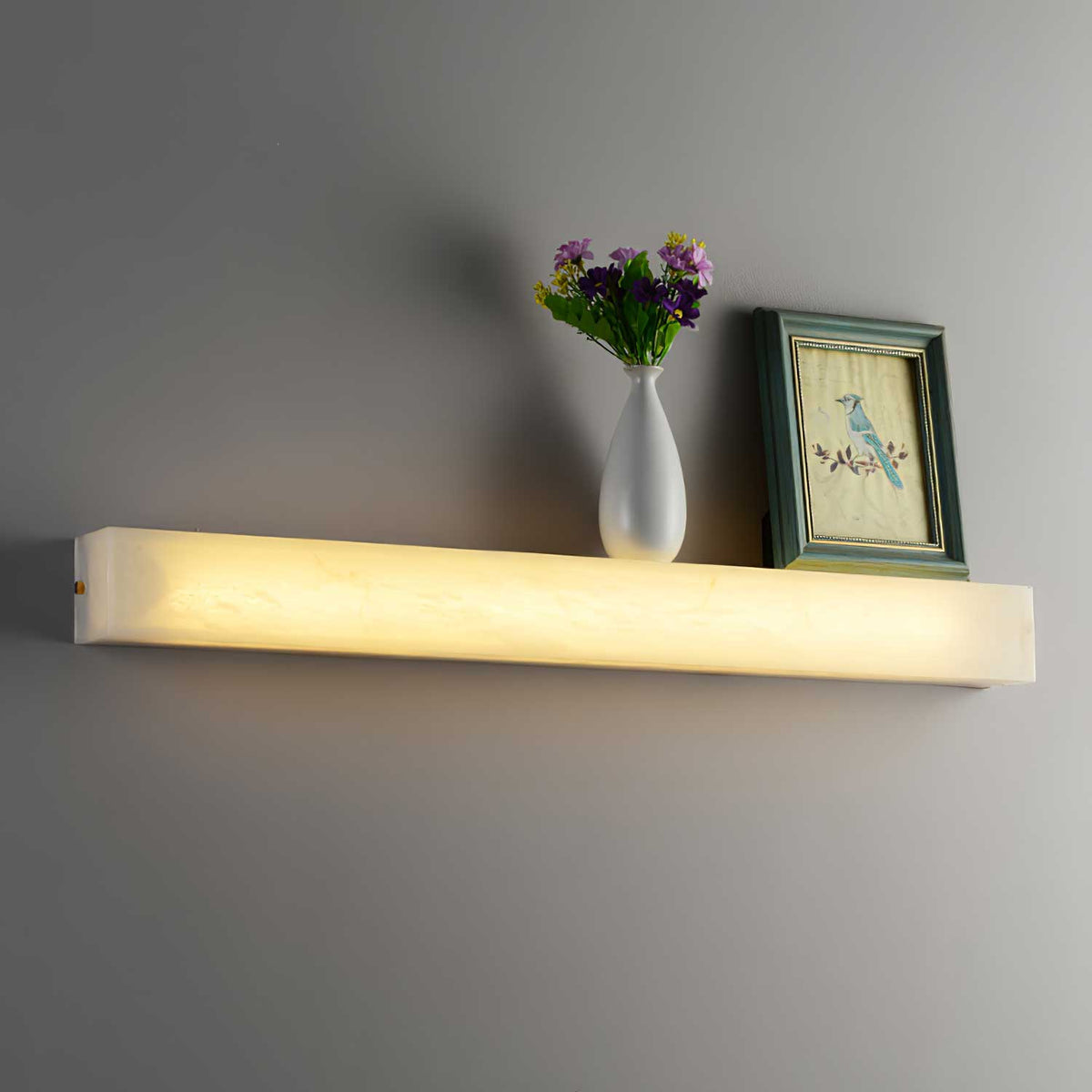 Alborella cilindrische wandlamp van albast