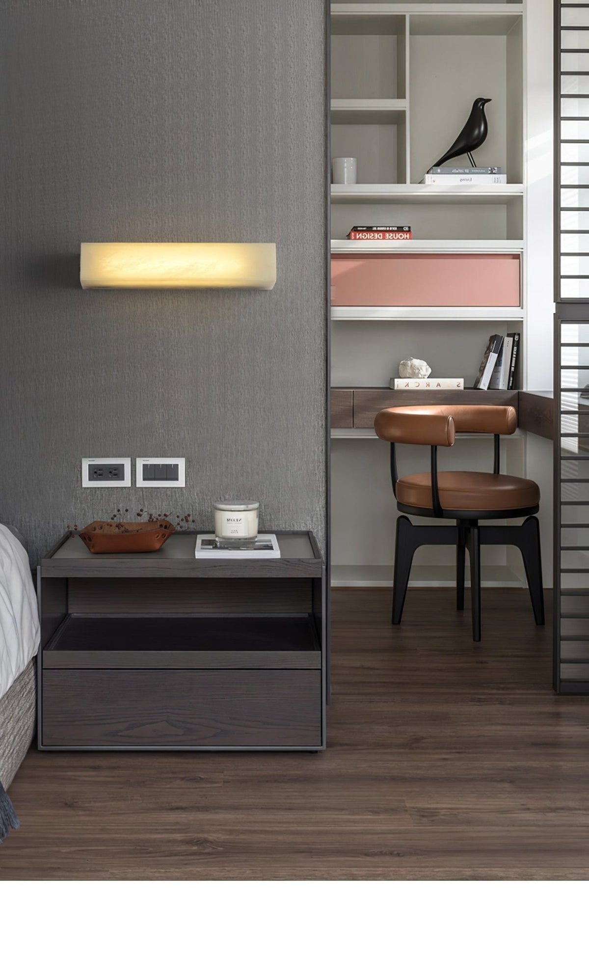 Alborella cilindrische wandlamp van albast