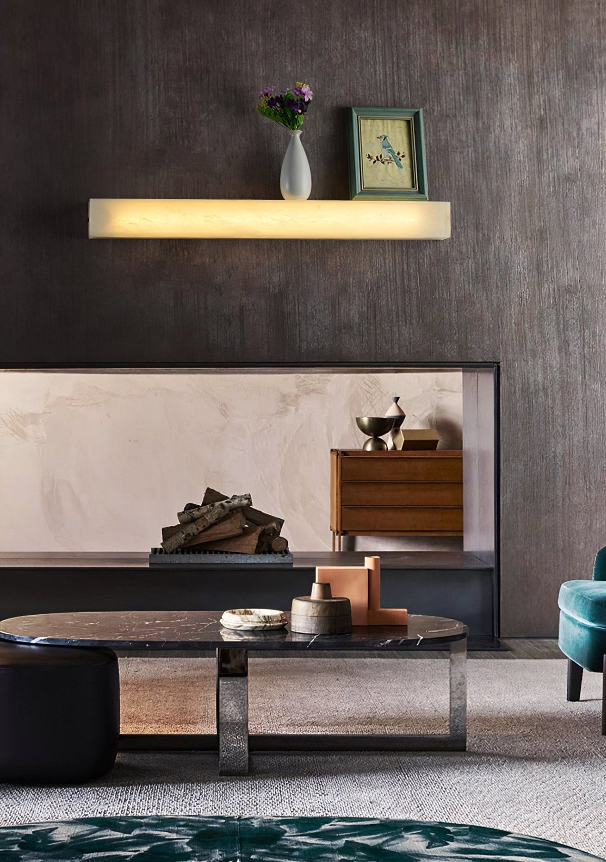 Alborella cilindrische wandlamp van albast