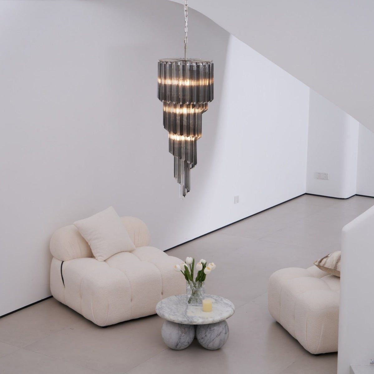 Velarella kroonluchter rookglas spiraal