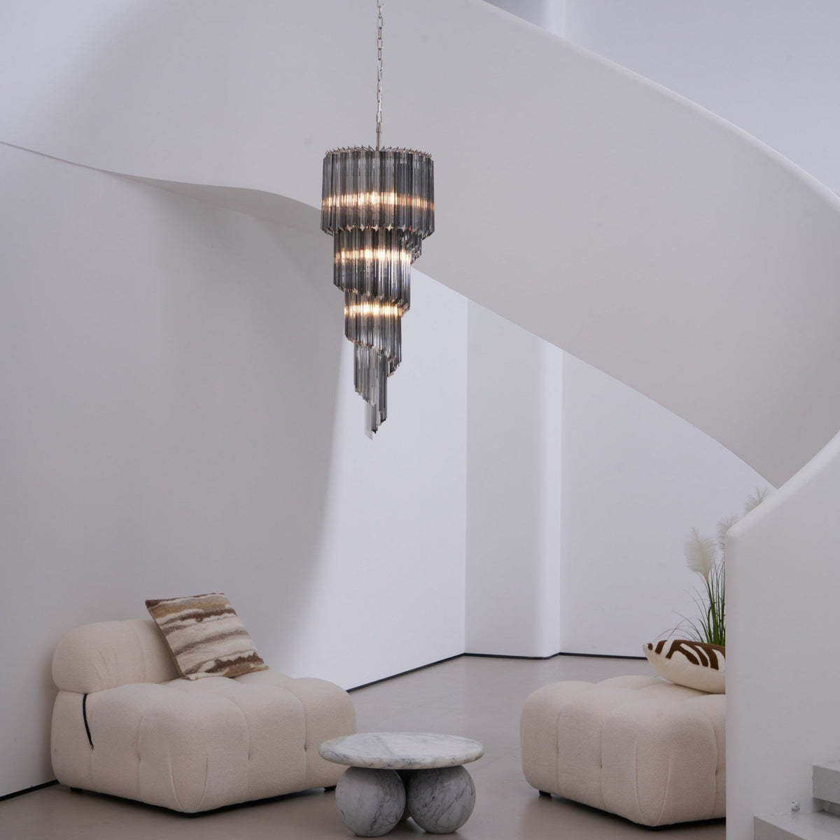 Velarella kroonluchter rookglas spiraal