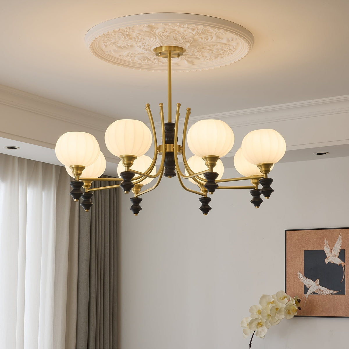 Zavenen Traditionele Elegantie Vintage messing Hout Kroonluchter