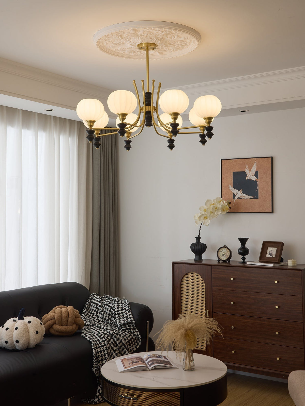 Zavenen Traditionele Elegantie Vintage messing Hout Kroonluchter