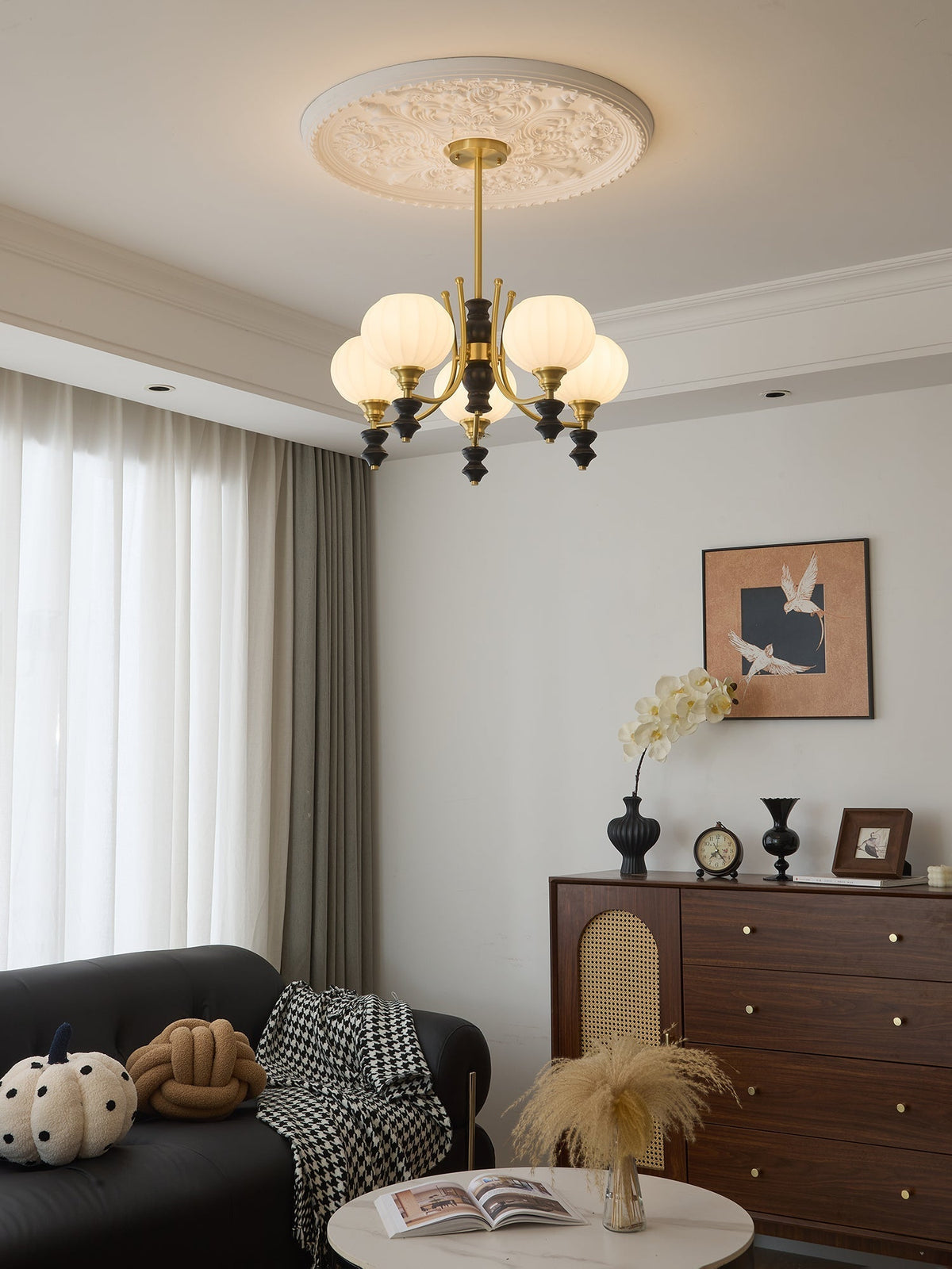 Zavenen Traditionele Elegantie Vintage messing Hout Kroonluchter