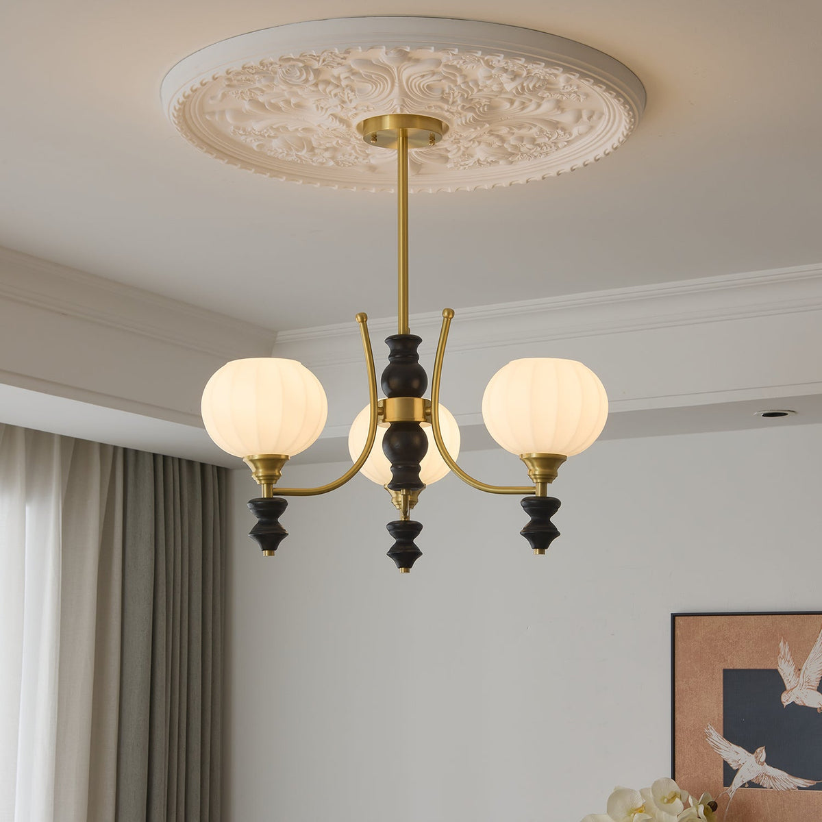 Zavenen Traditionele Elegantie Vintage messing Hout Kroonluchter