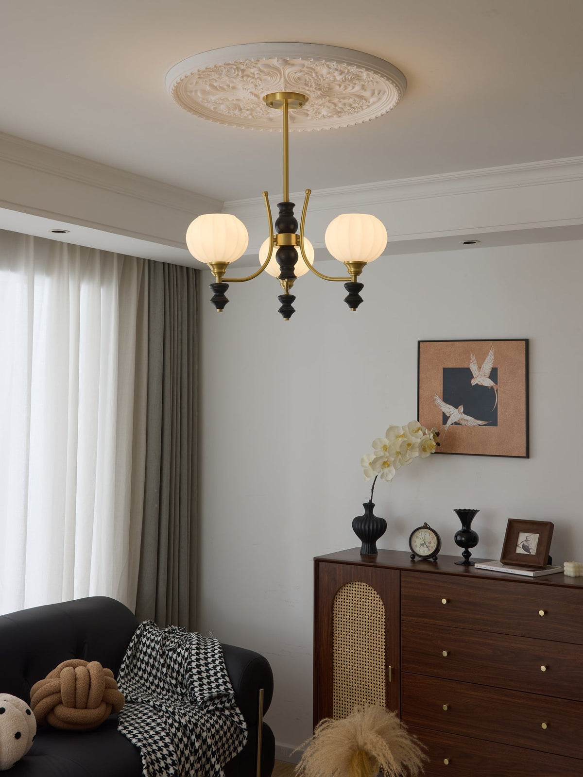 Zavenen Traditionele Elegantie Vintage messing Hout Kroonluchter
