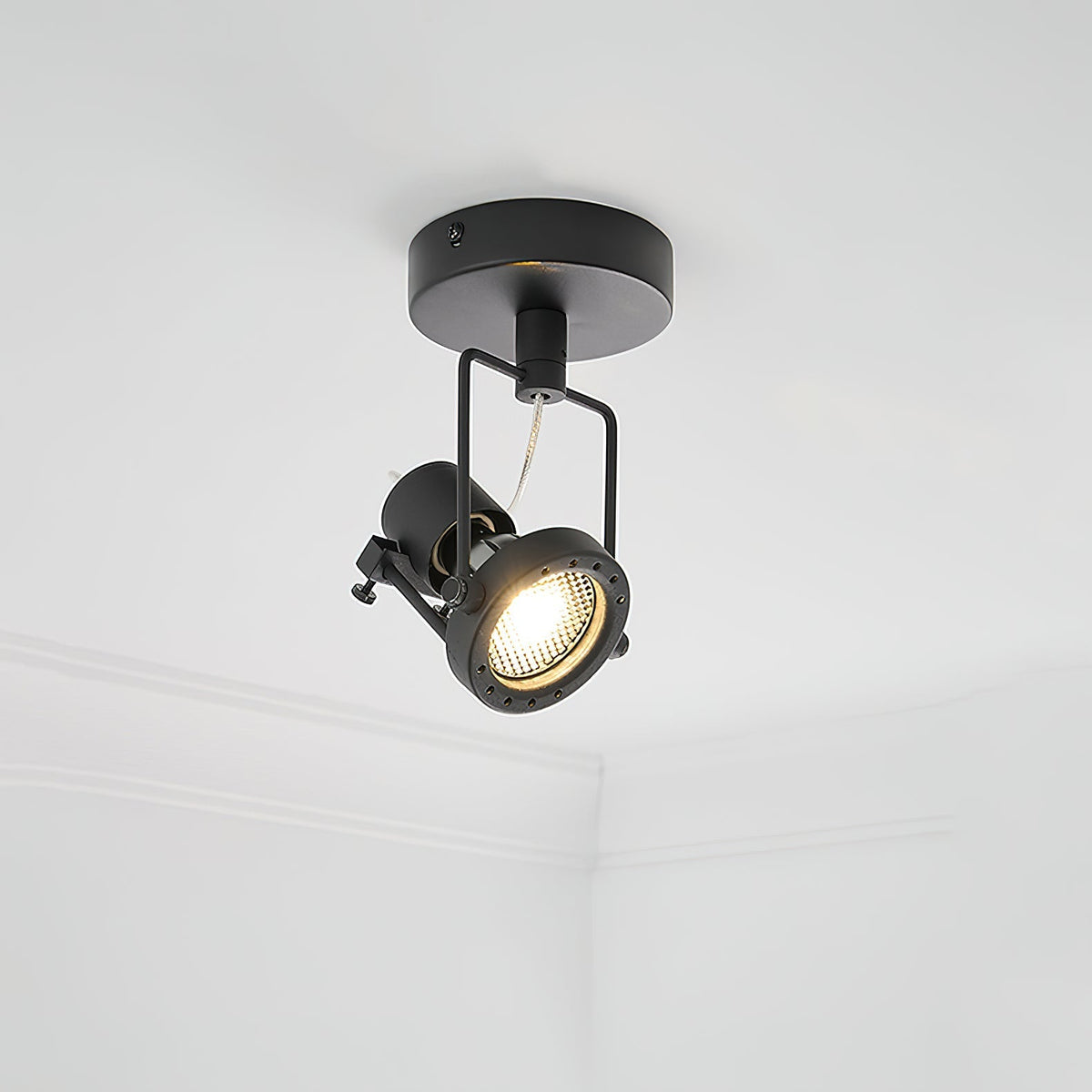 Torven plafondlamp nikkel lampenkap minimalistisch spotlicht woonkamer