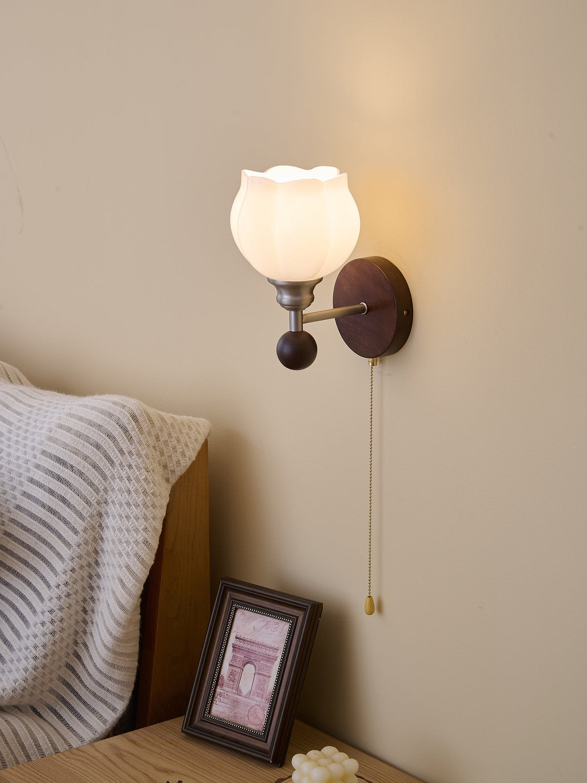 Lucille elegantie klassiek Art glas Hout wandlamp