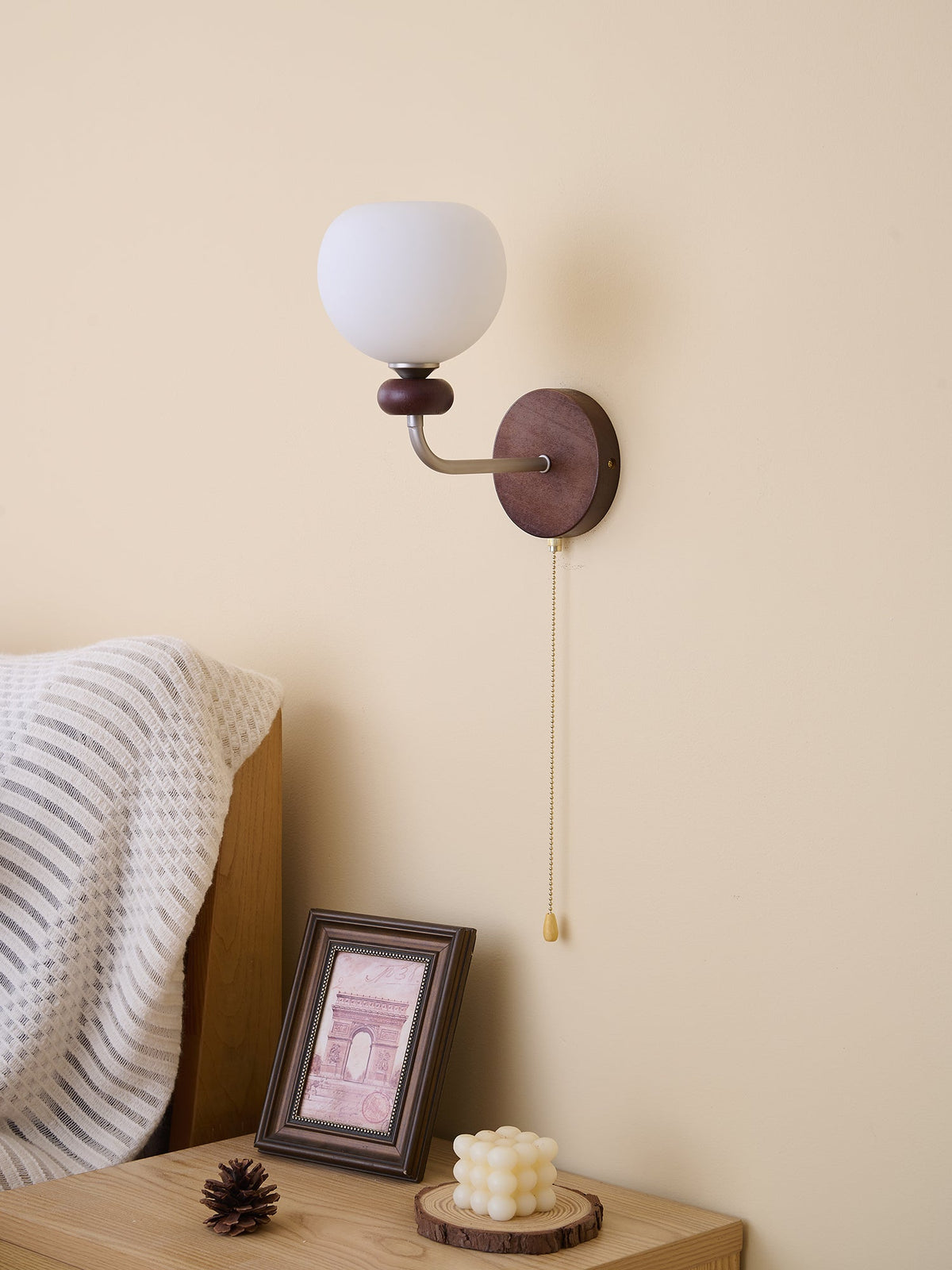 Lucille elegantie klassiek Art glas Hout wandlamp
