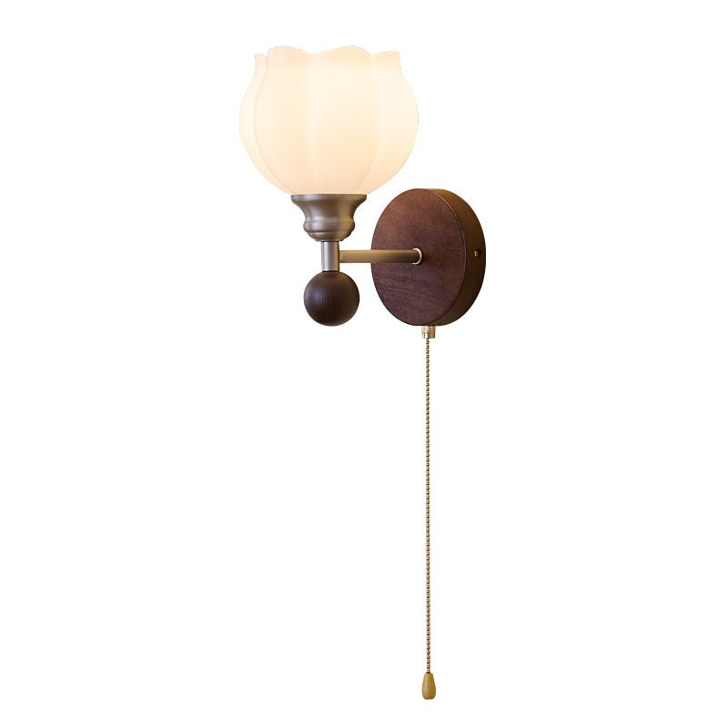 Lucille elegantie klassiek Art glas Hout wandlamp