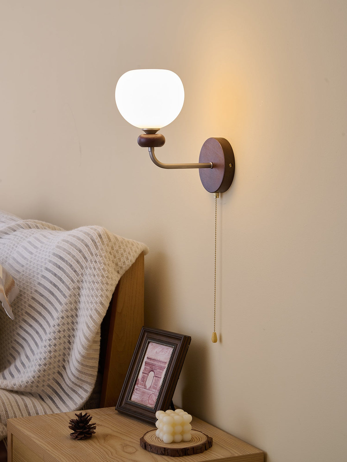 Lucille elegantie klassiek Art glas Hout wandlamp