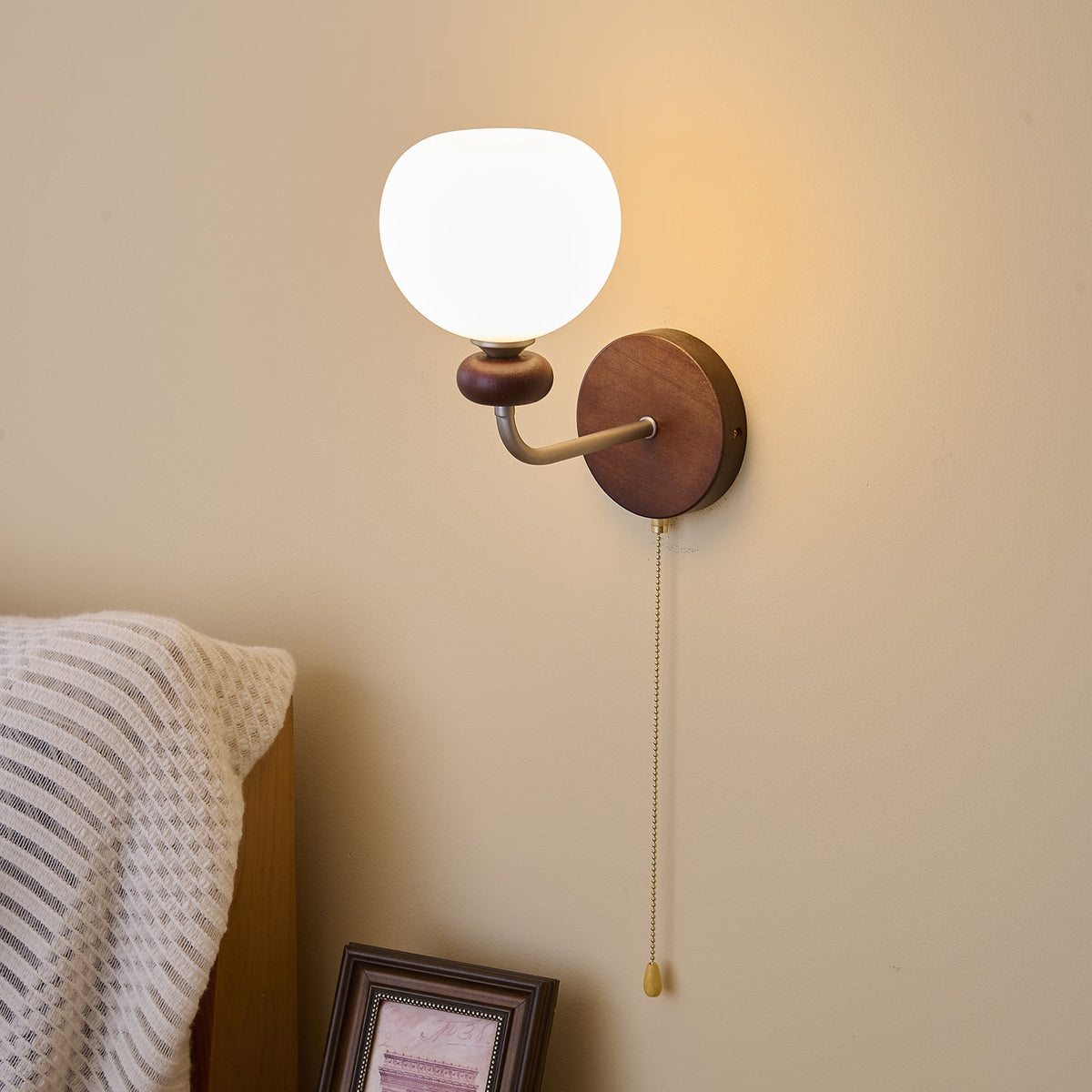 Lucille elegantie klassiek Art glas Hout wandlamp