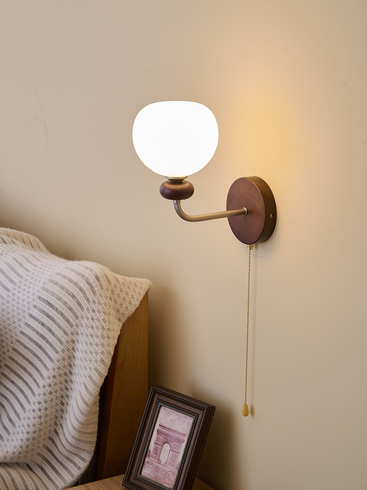 Lucille elegantie klassiek Art glas Hout wandlamp