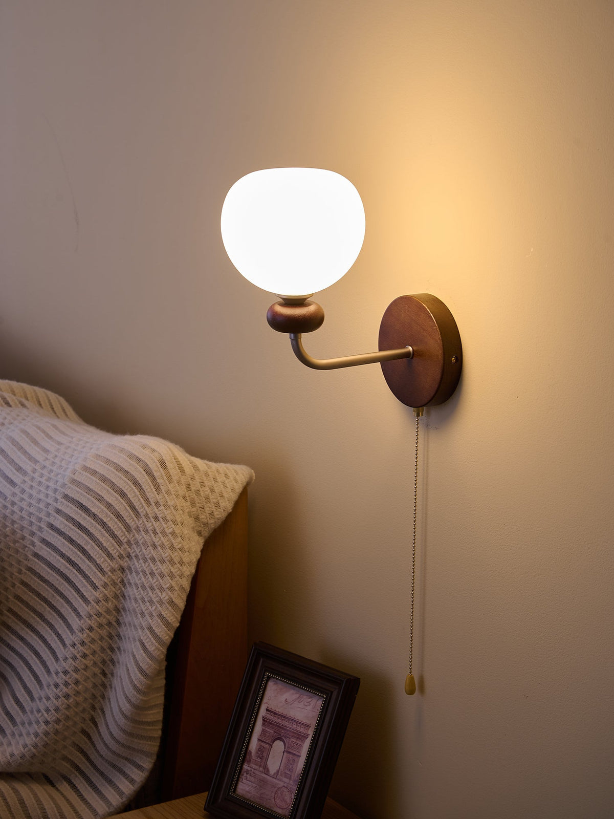 Lucille elegantie klassiek Art glas Hout wandlamp