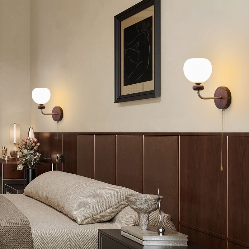 Lucille elegantie klassiek Art glas Hout wandlamp