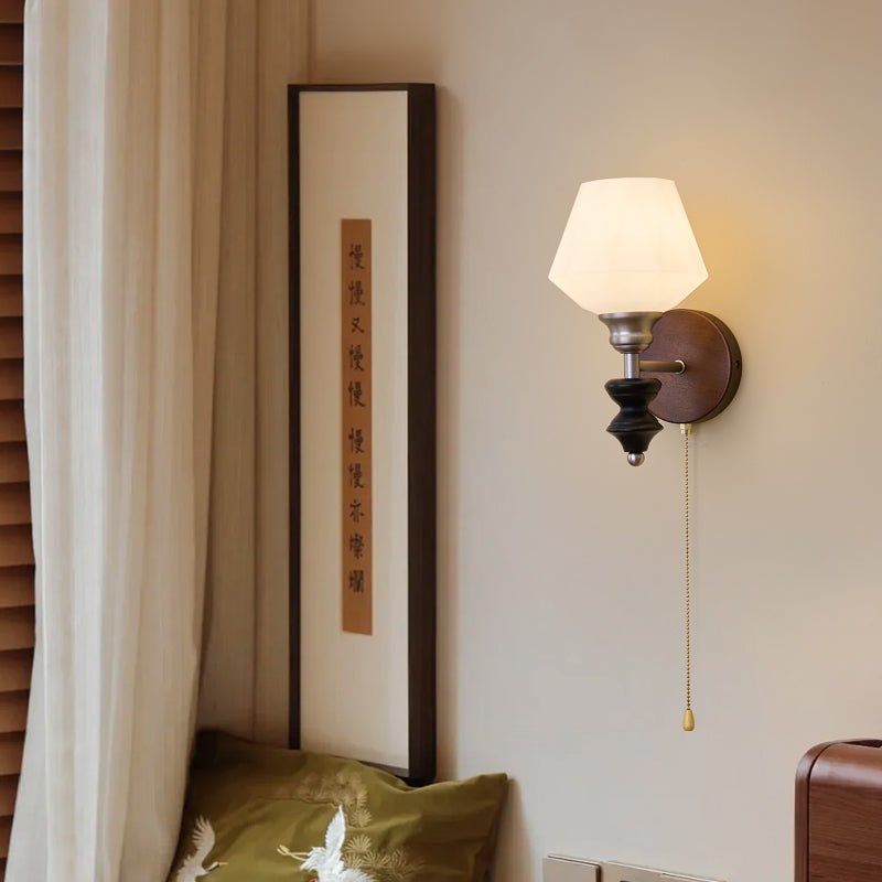 Lucille elegantie klassiek Art glas Hout wandlamp
