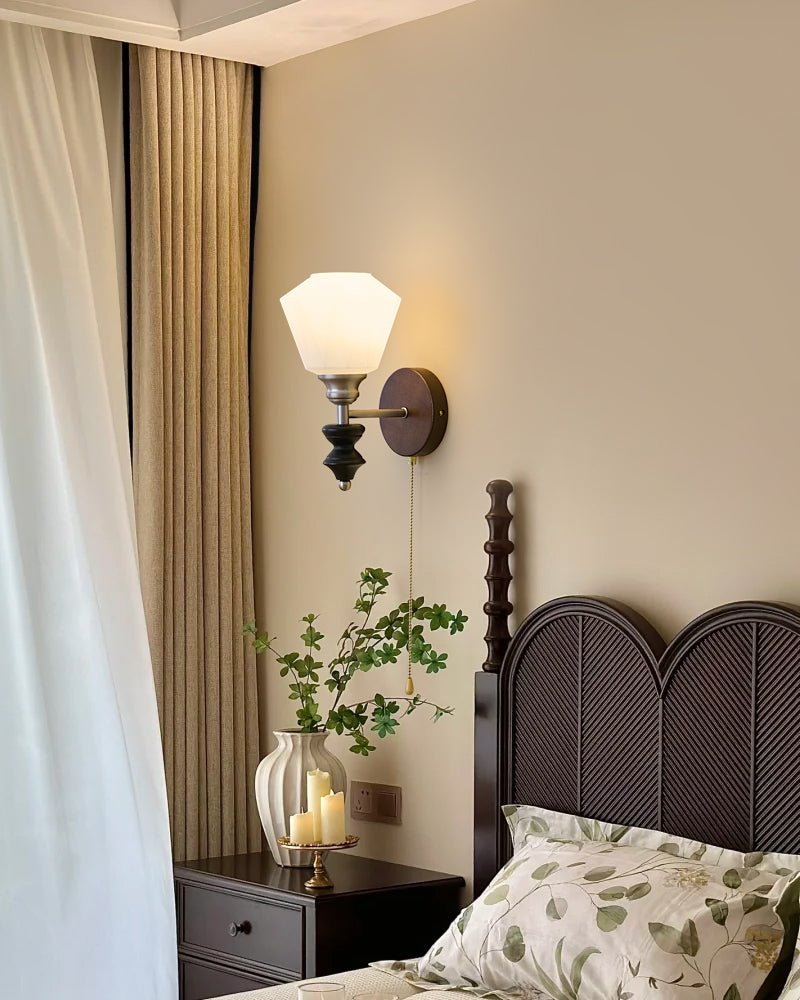 Lucille elegantie klassiek Art glas Hout wandlamp