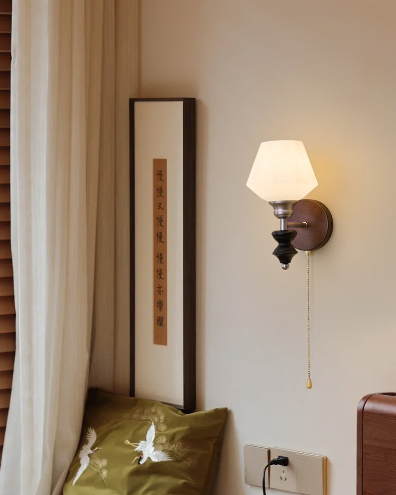 Lucille elegantie klassiek Art glas Hout wandlamp