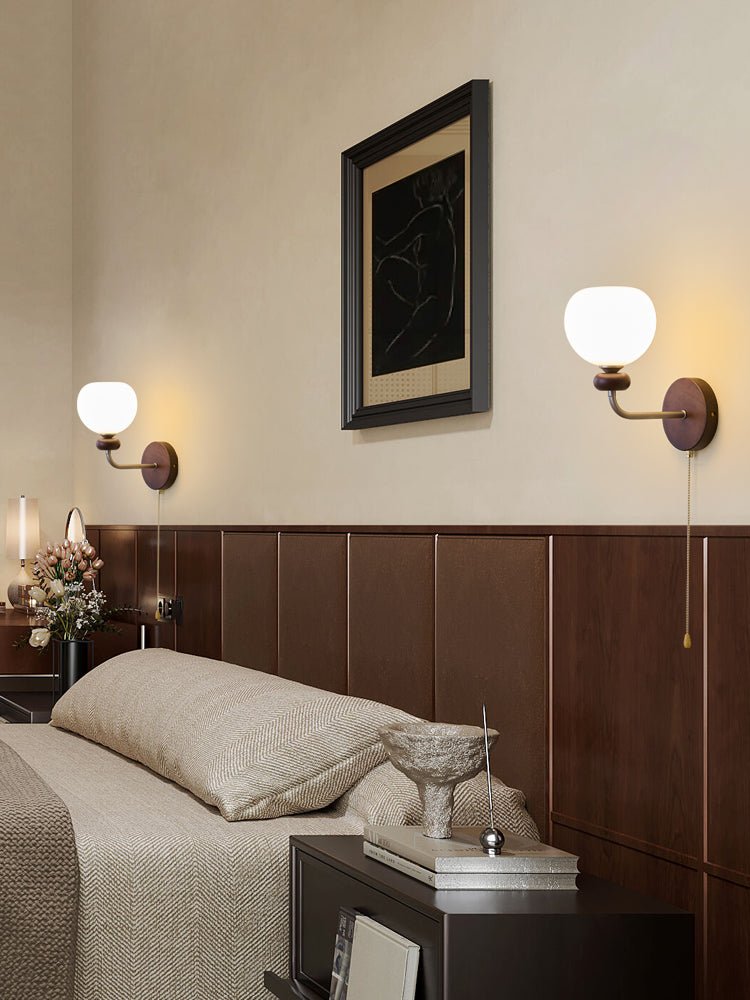 Lucille elegantie klassiek Art glas Hout wandlamp