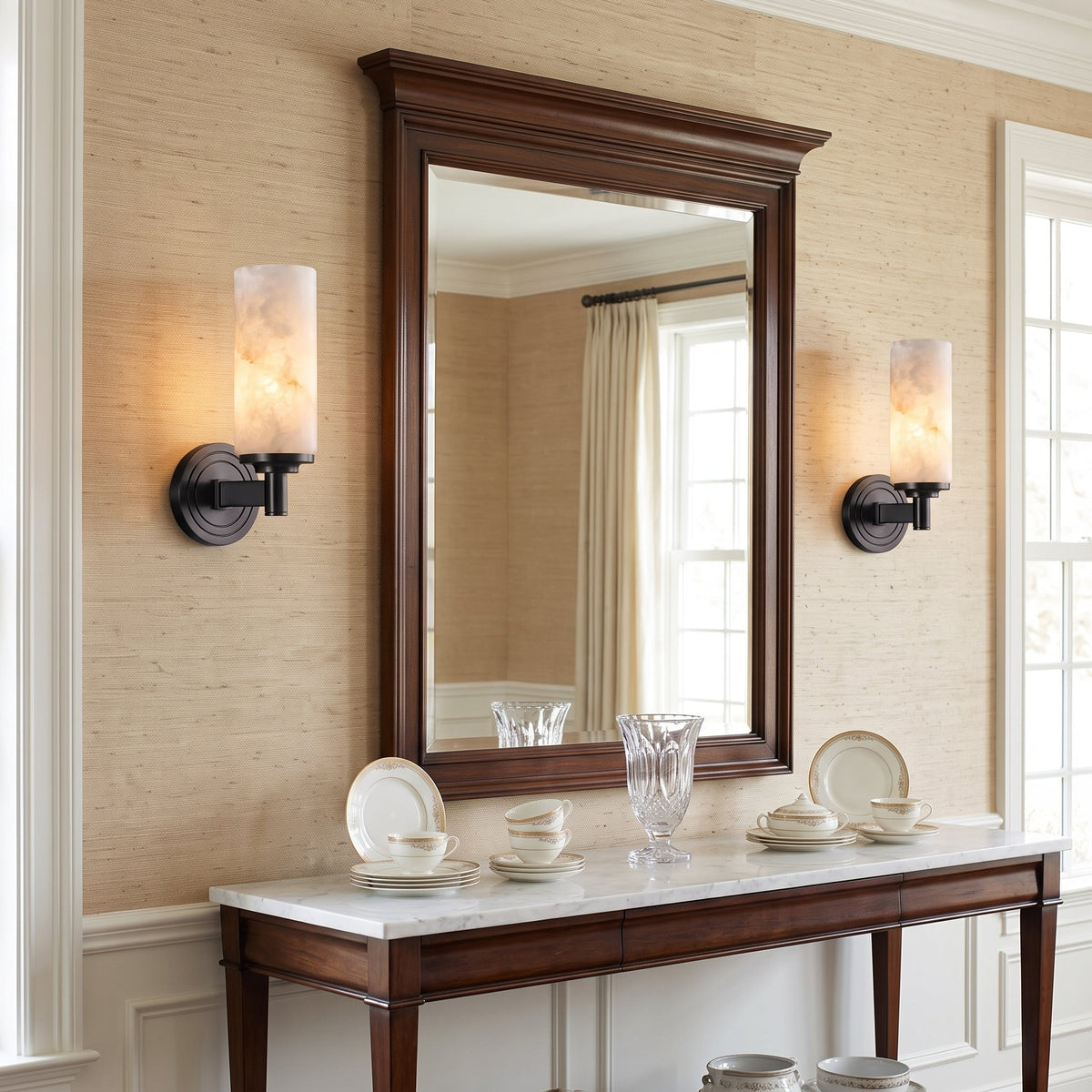 Navenford albast cilindervormige wandlamp