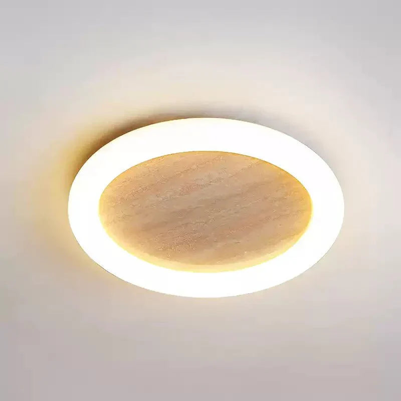 Kaia Minimal Geel travertin plafondlamp