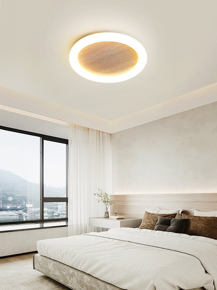 Kaia Minimal Geel travertin plafondlamp