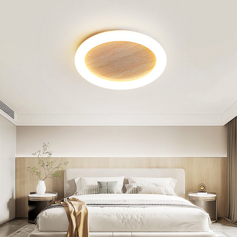 Kaia Minimal Geel travertin plafondlamp