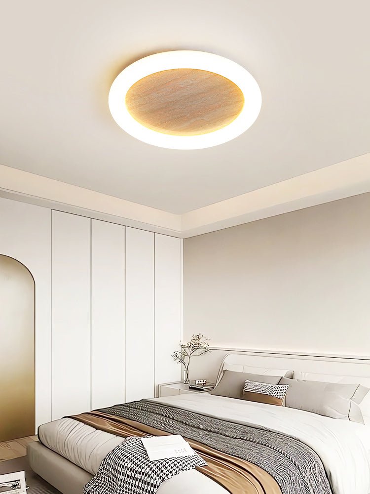 Kaia Minimal Geel travertin plafondlamp