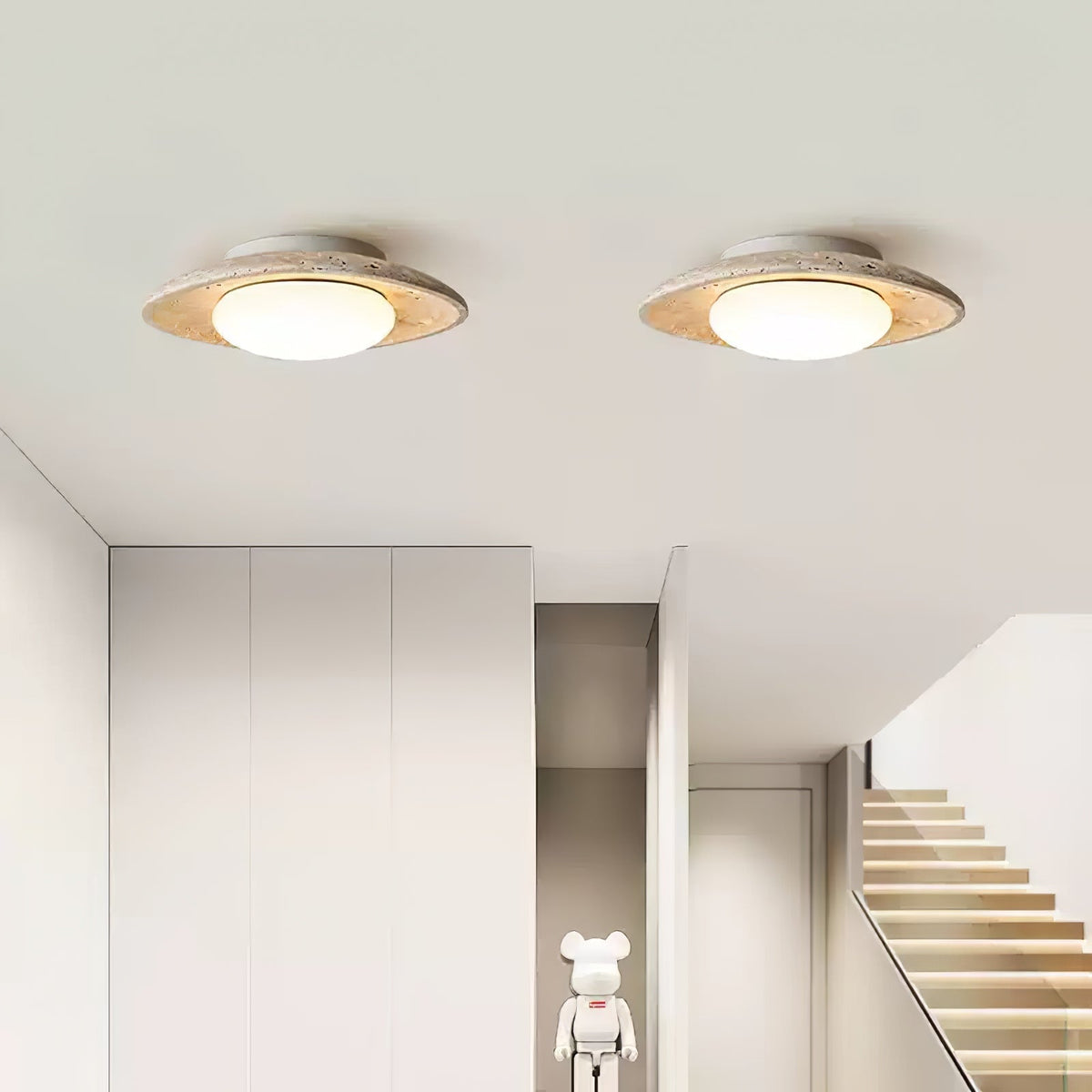 Serinora plafondlamp in geel travertin