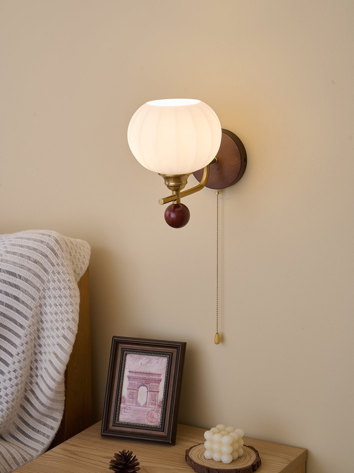 Syleella Premium Noordse kunst Kapelglas houten wandlamp van glas