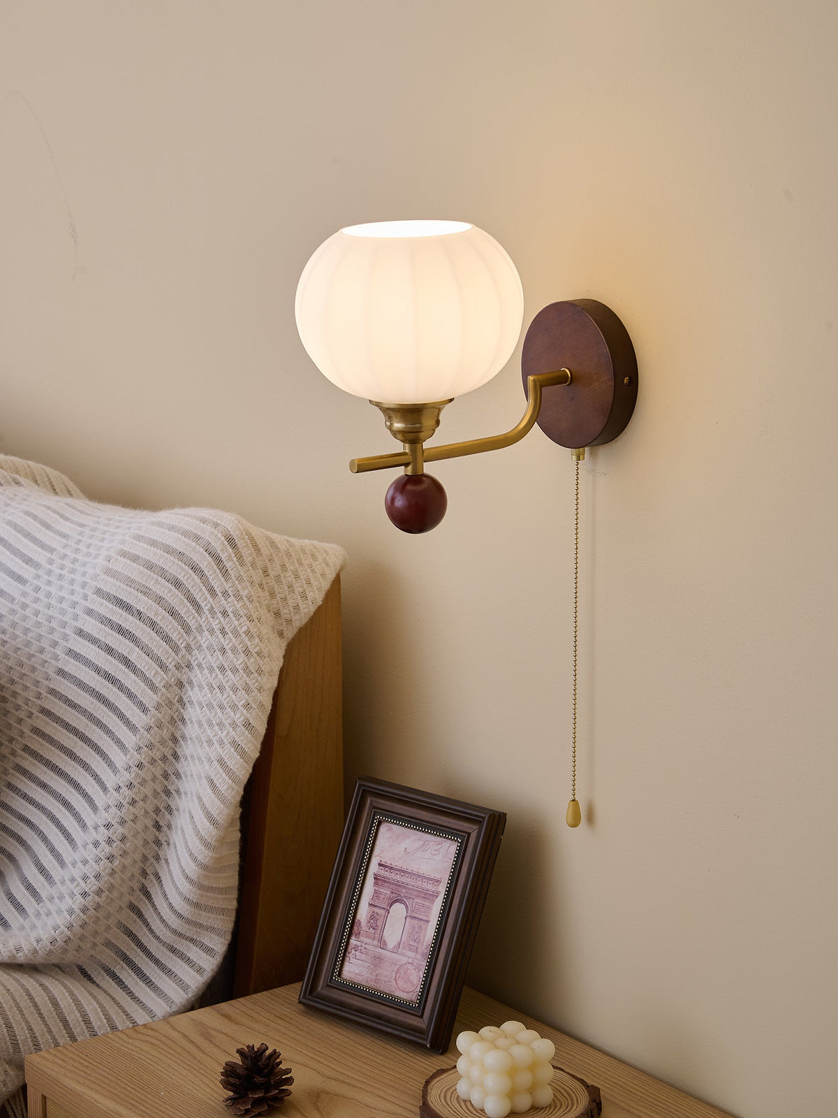 Syleella Premium Noordse kunst Kapelglas houten wandlamp van glas