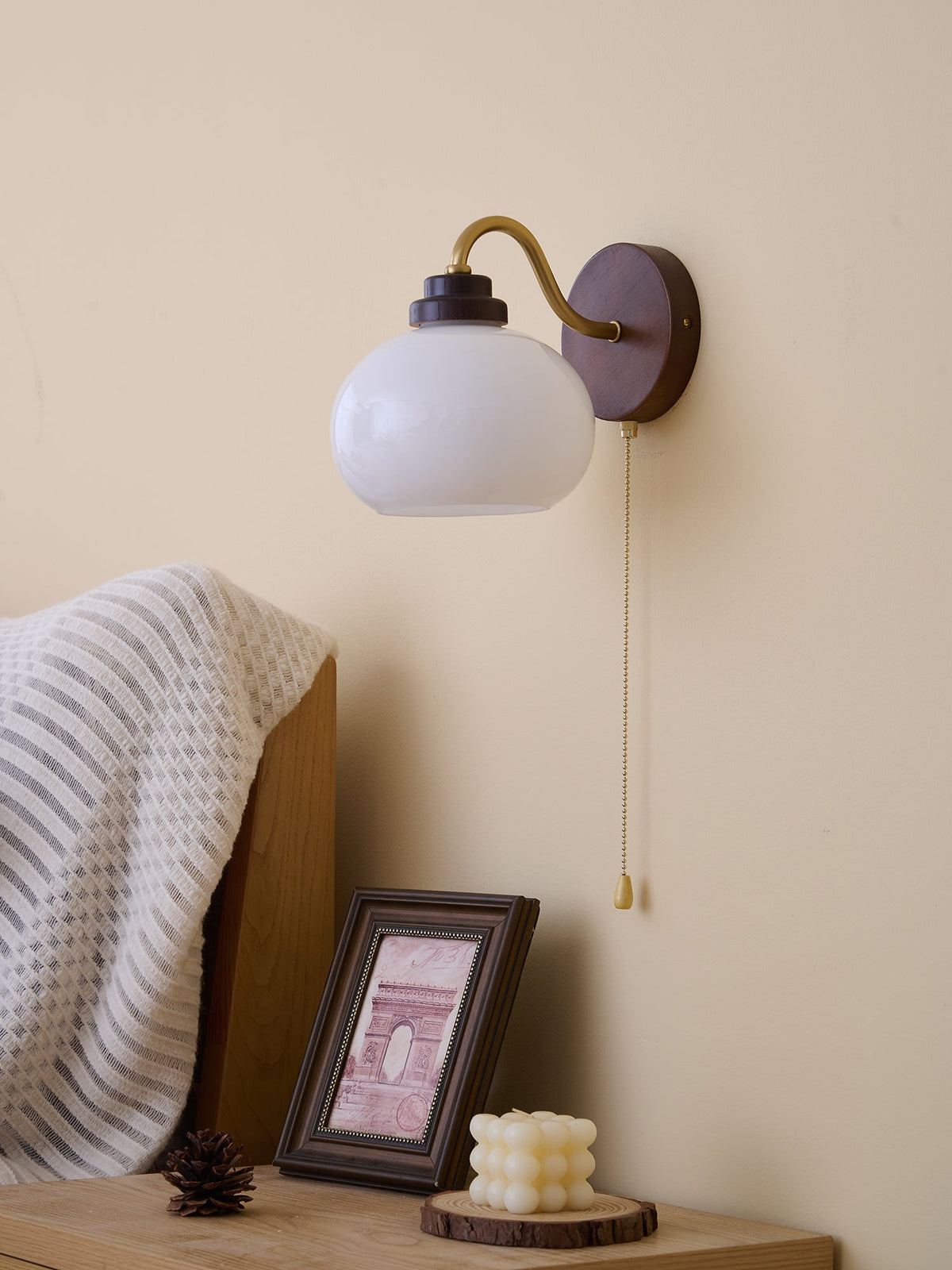 Syleella Premium Noordse kunst Kapelglas houten wandlamp van glas