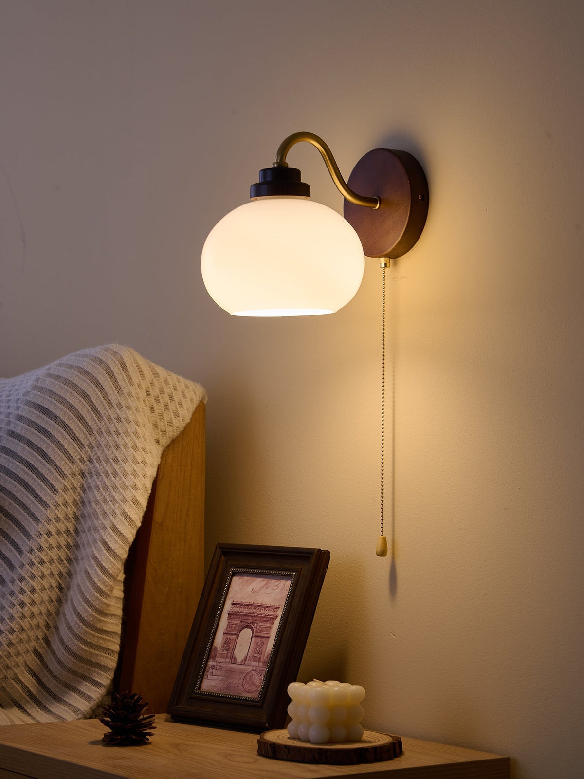 Syleella Premium Noordse kunst Kapelglas houten wandlamp van glas