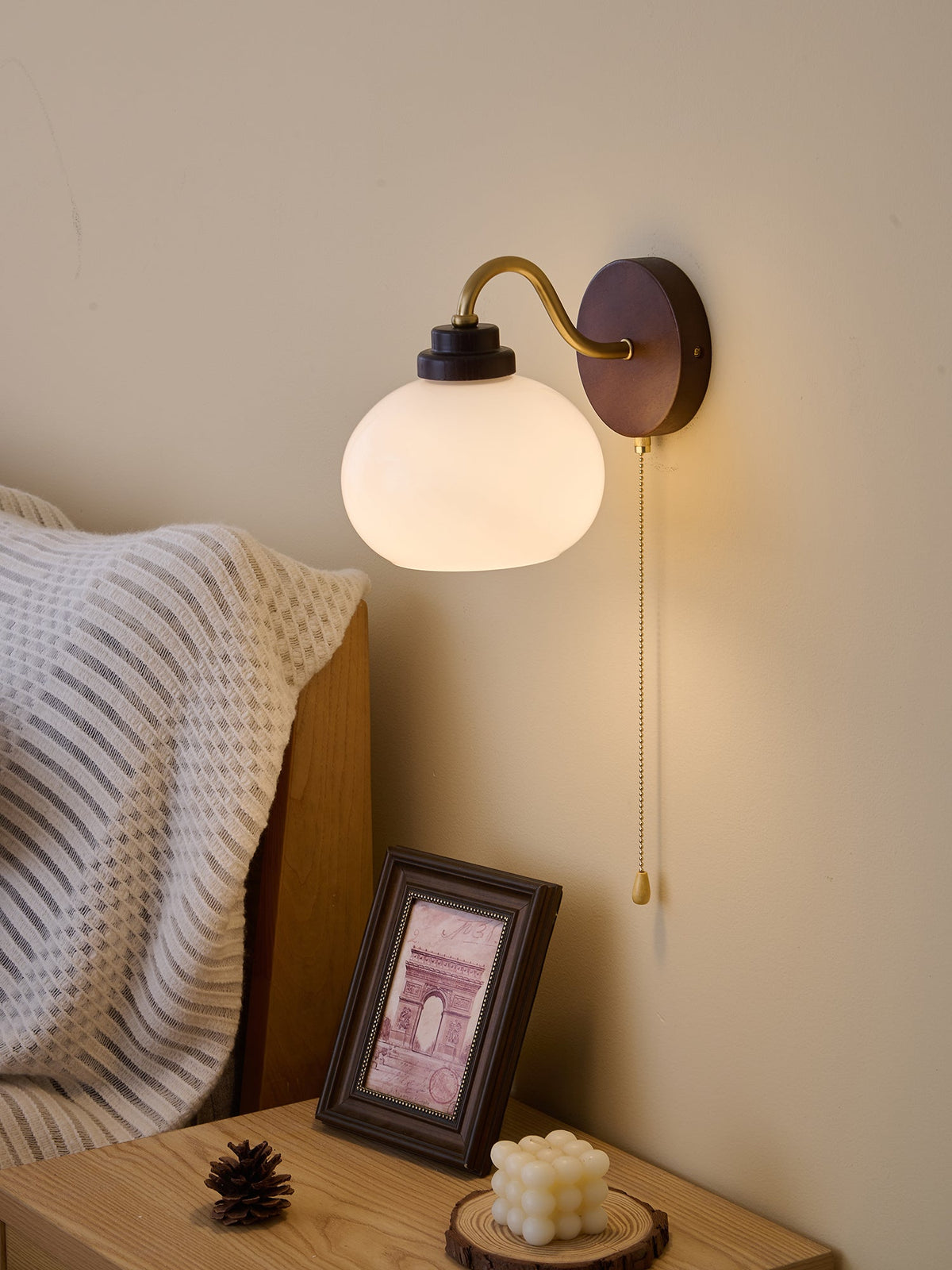 Syleella Premium Noordse kunst Kapelglas houten wandlamp van glas