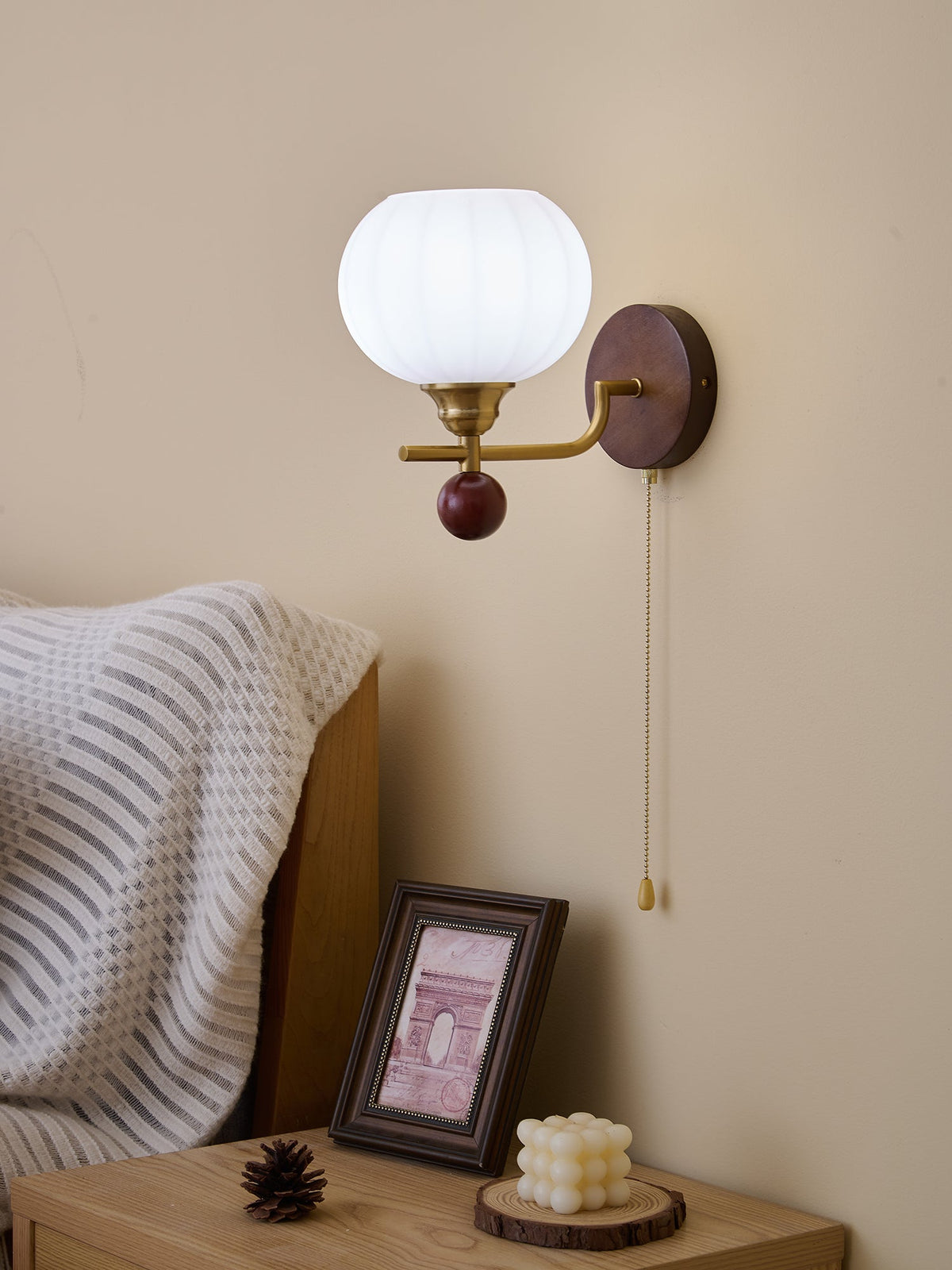 Syleella Premium Noordse kunst Kapelglas houten wandlamp van glas
