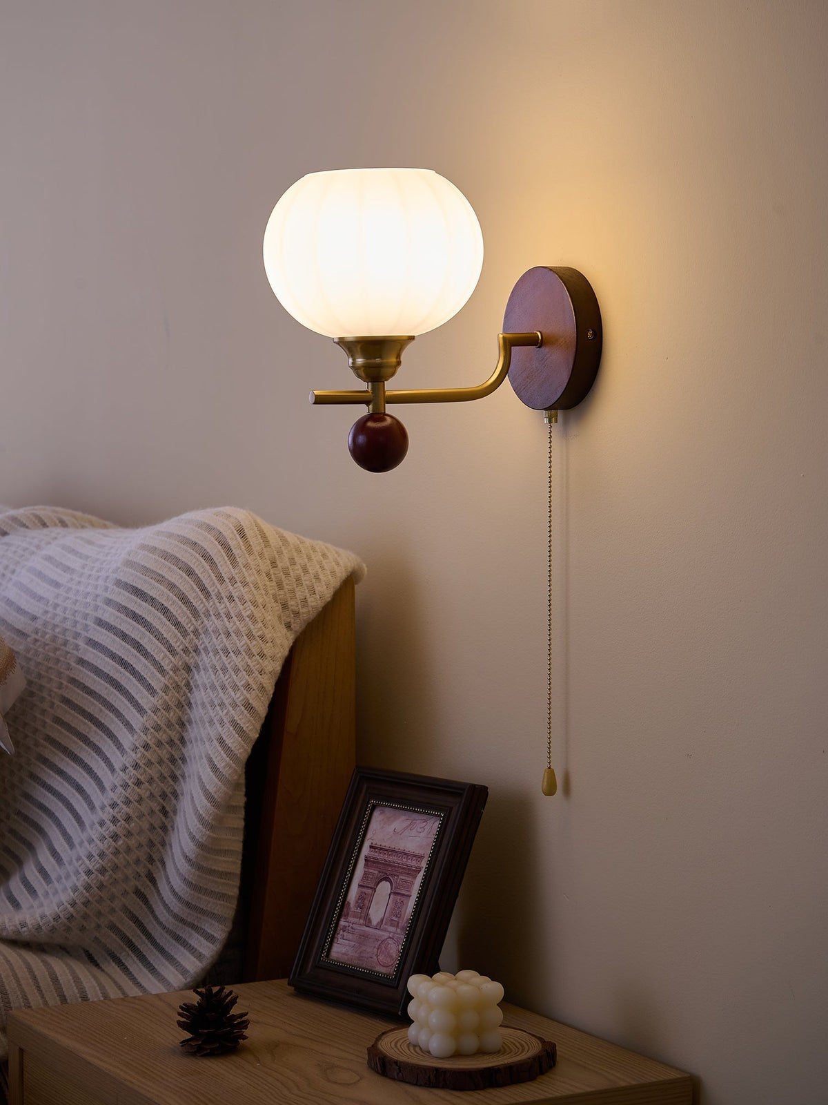 Syleella Premium Noordse kunst Kapelglas houten wandlamp van glas