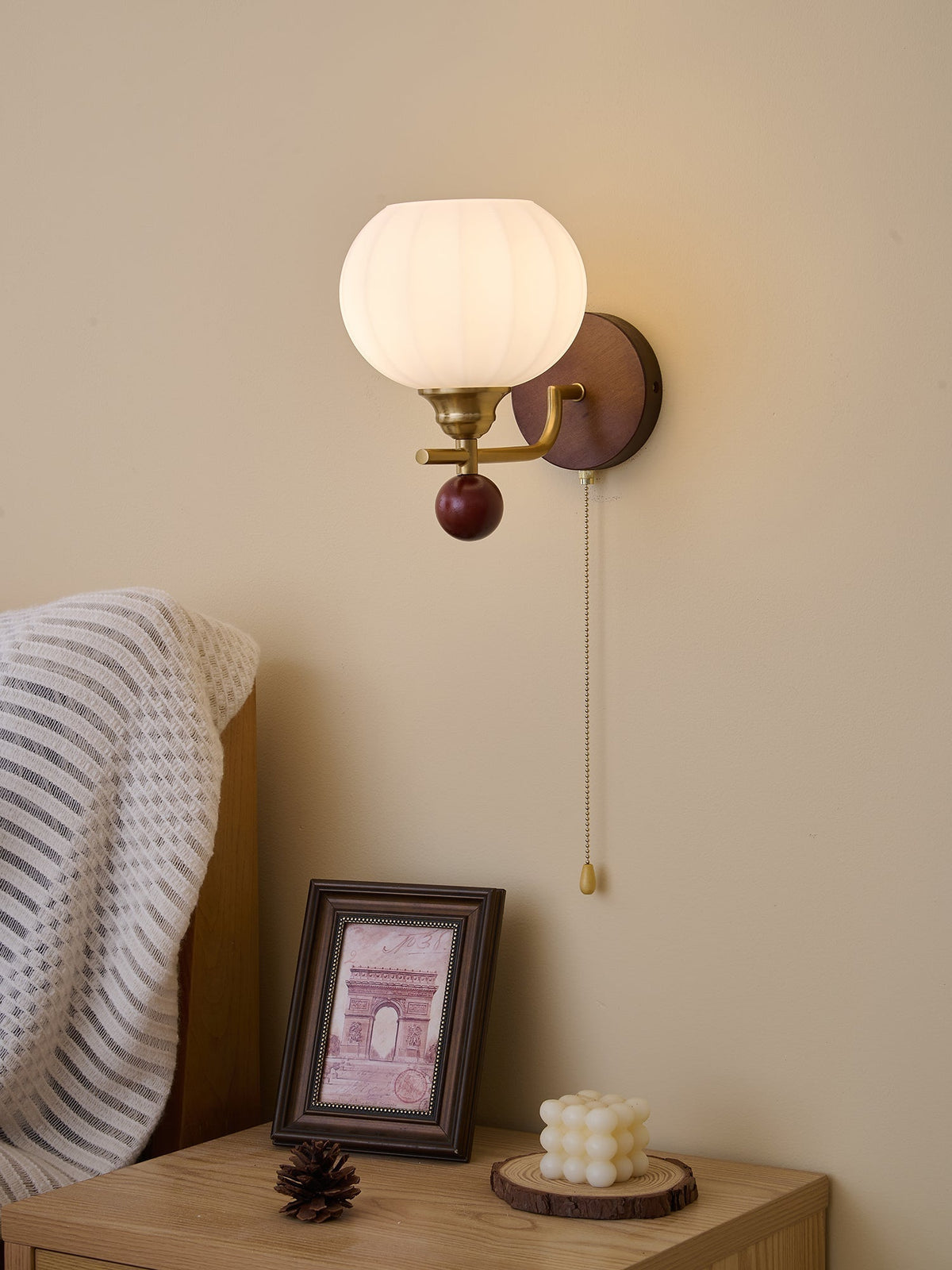Syleella Premium Noordse kunst Kapelglas houten wandlamp van glas