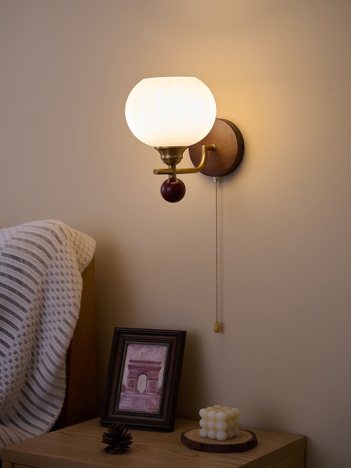 Syleella Premium Noordse kunst Kapelglas houten wandlamp van glas